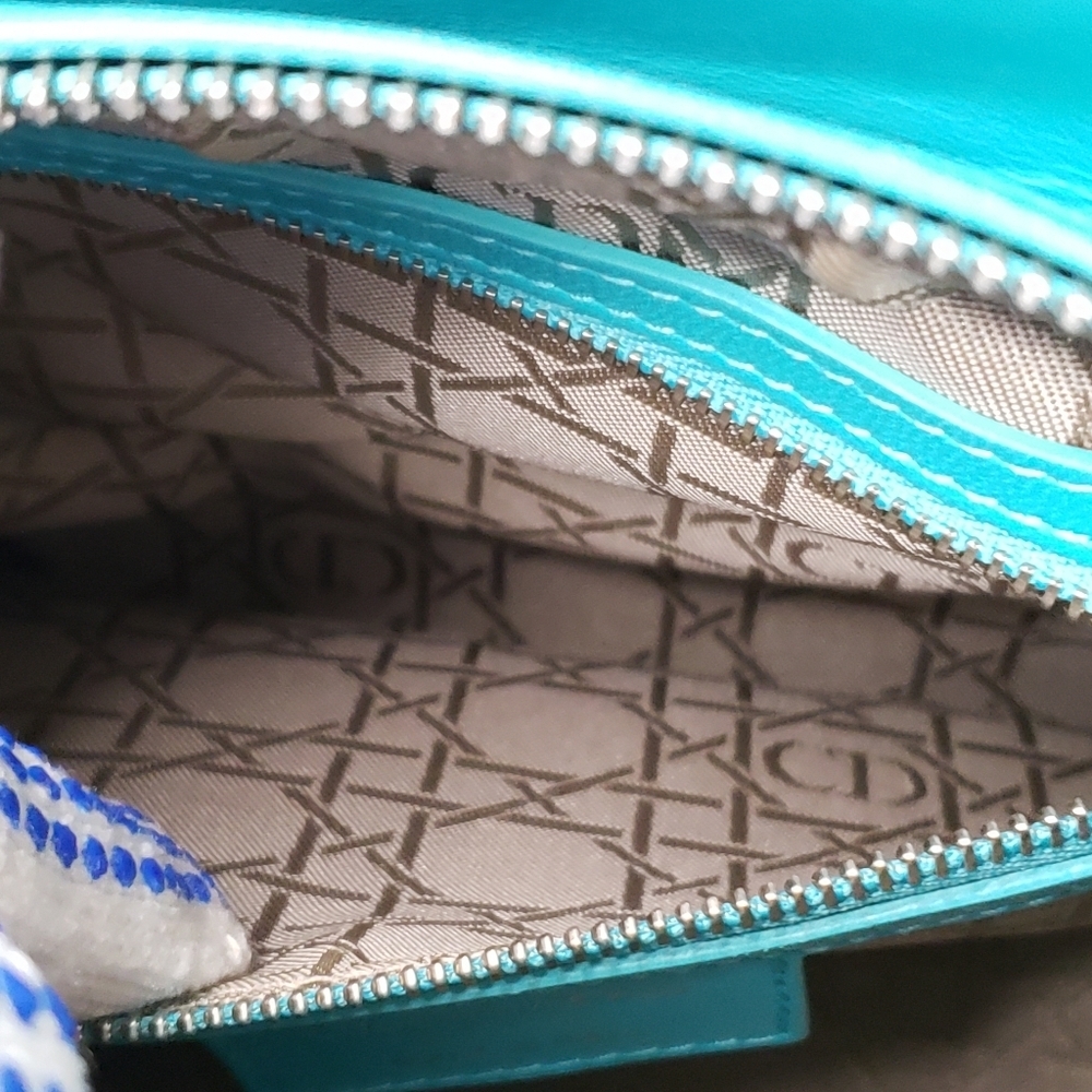 Authentic Dior Lady Dior Turquoise Cannage Leather Medium Bag - Picture 14 of 16
